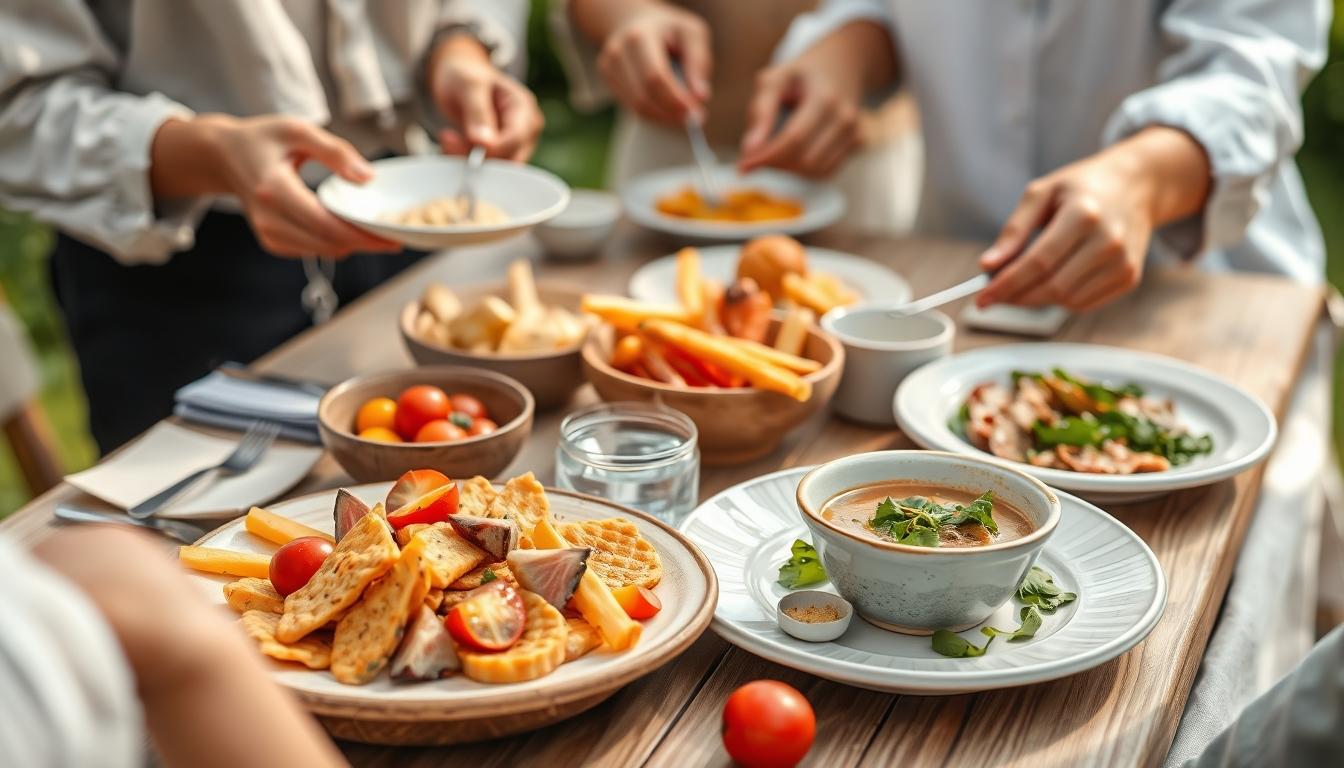Balanced healthy meal prepared in a home kitchen