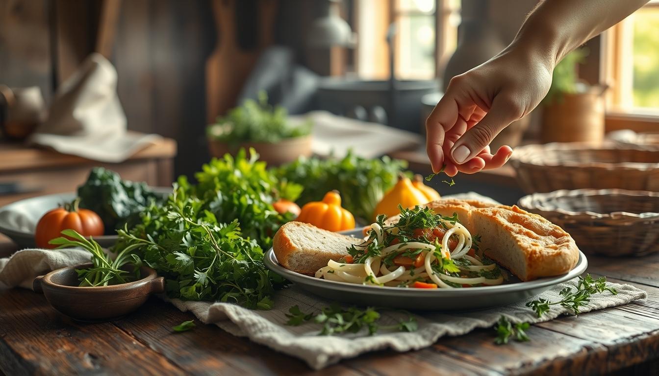 Seasonal meal prepared in a home kitchen